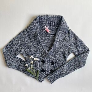 Y2K blue cropped cardigan